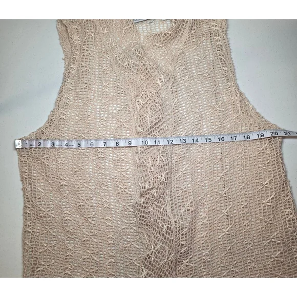 Boho Coastal Cowgirl Crochet Vest Festival Layering Beige L - Picture 7 of 7